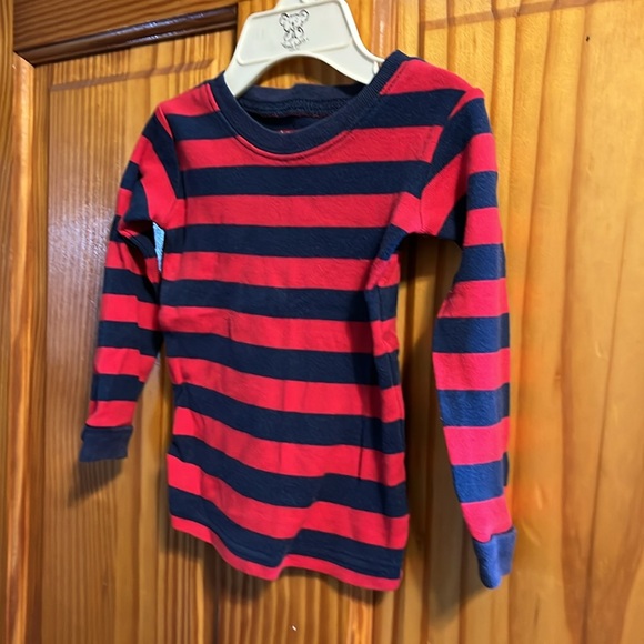 Boys red/blue stripe pajama set size 12-18 months by Leveret - Picture 2 of 8